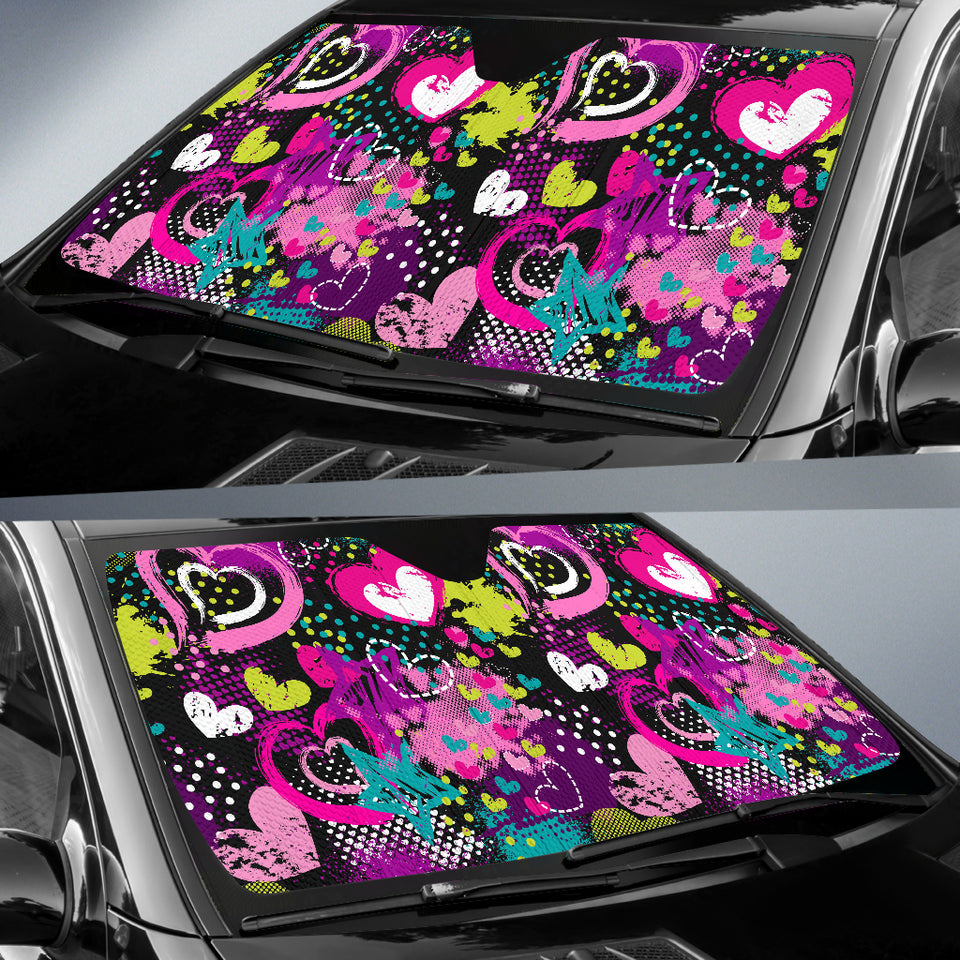 Heart Dot Wave Star Creative Design Pattern Car Sun Shade