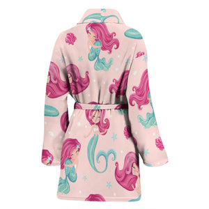 Cute Little Mermaid Pattern Women'S Bathrobe
