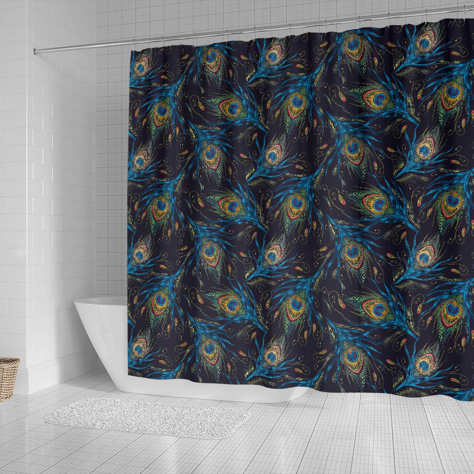 Beautiful Peacock Feather Pattern Shower Curtain Fulfilled In US