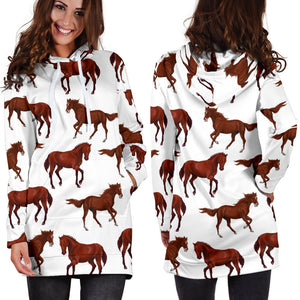 Horses Running Pattern Background Women'S Hoodie Dress