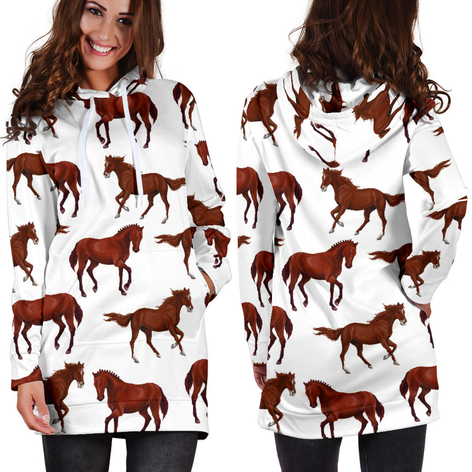 Horses Running Pattern Background Women'S Hoodie Dress