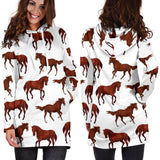 Horses Running Pattern Background Women'S Hoodie Dress
