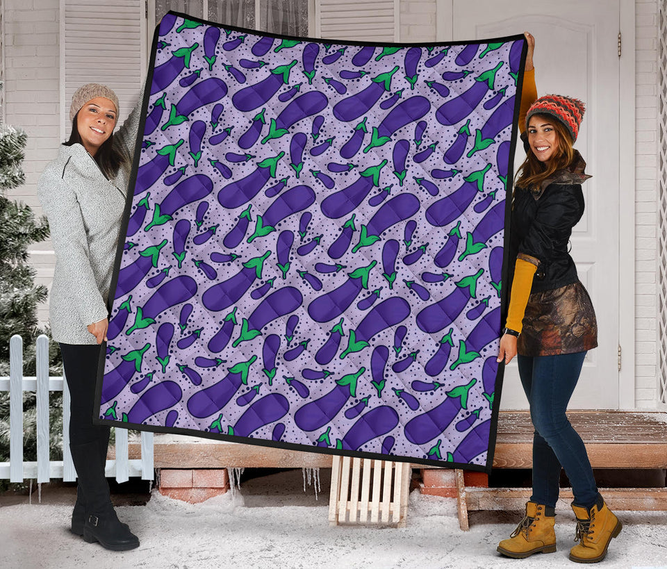 Eggplant Pattern Print Design 03 Premium Quilt