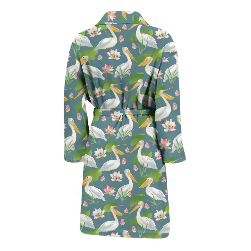Pelican Pattern Print Design 04 Men's Bathrobe