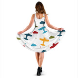Airplane Star Cloud Colorful Sleeveless Midi Dress