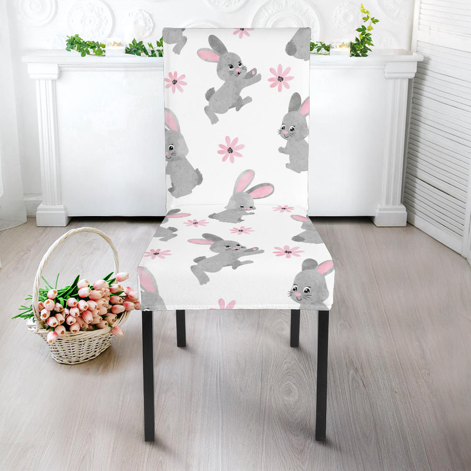 Watercolor Cute Rabbit Pattern Dining Chair Slipcover
