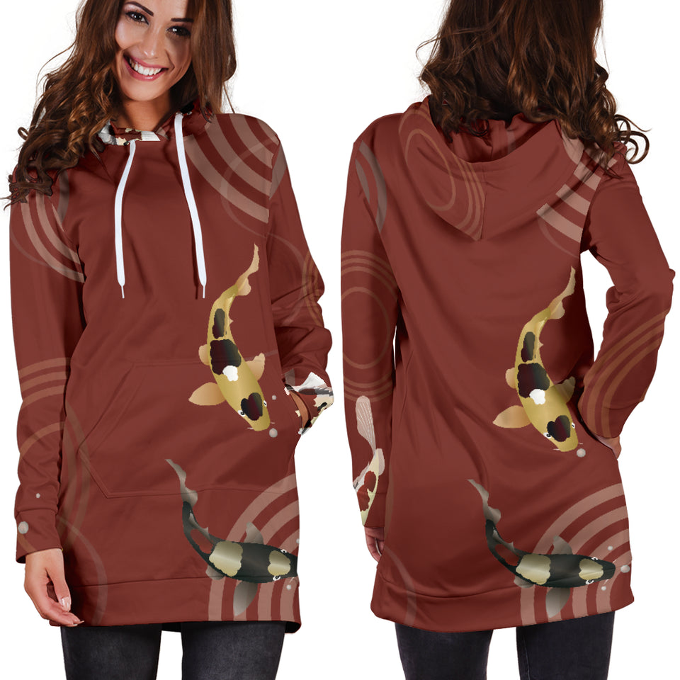 Koi Fish Carp Fish Red Background Women'S Hoodie Dress