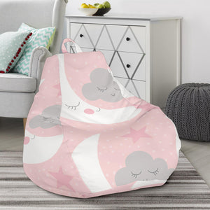 Cute Moon Cloud Star Pattern Pink Dot Background Bean Bag Cover
