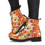 Orange Yellow Orchid Flower Pattern Background Leather Boots