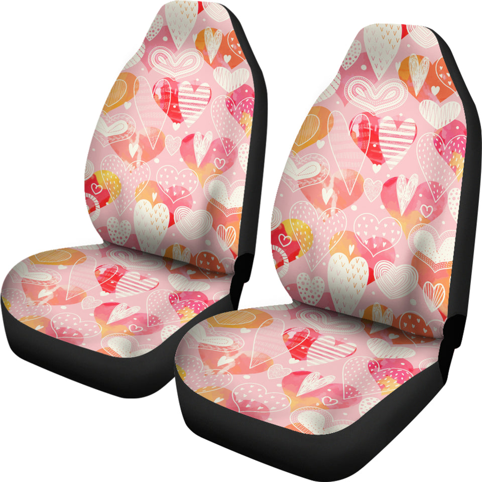 Hand Drawn Heart Design Pattern Universal Fit Car Seat Covers