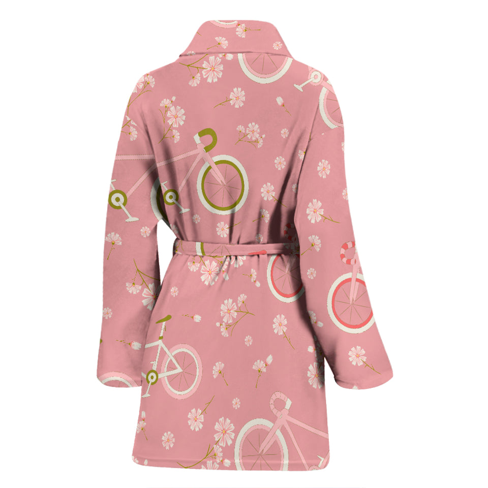 Bicycle Pattern Print Design 02 Women's Bathrobe