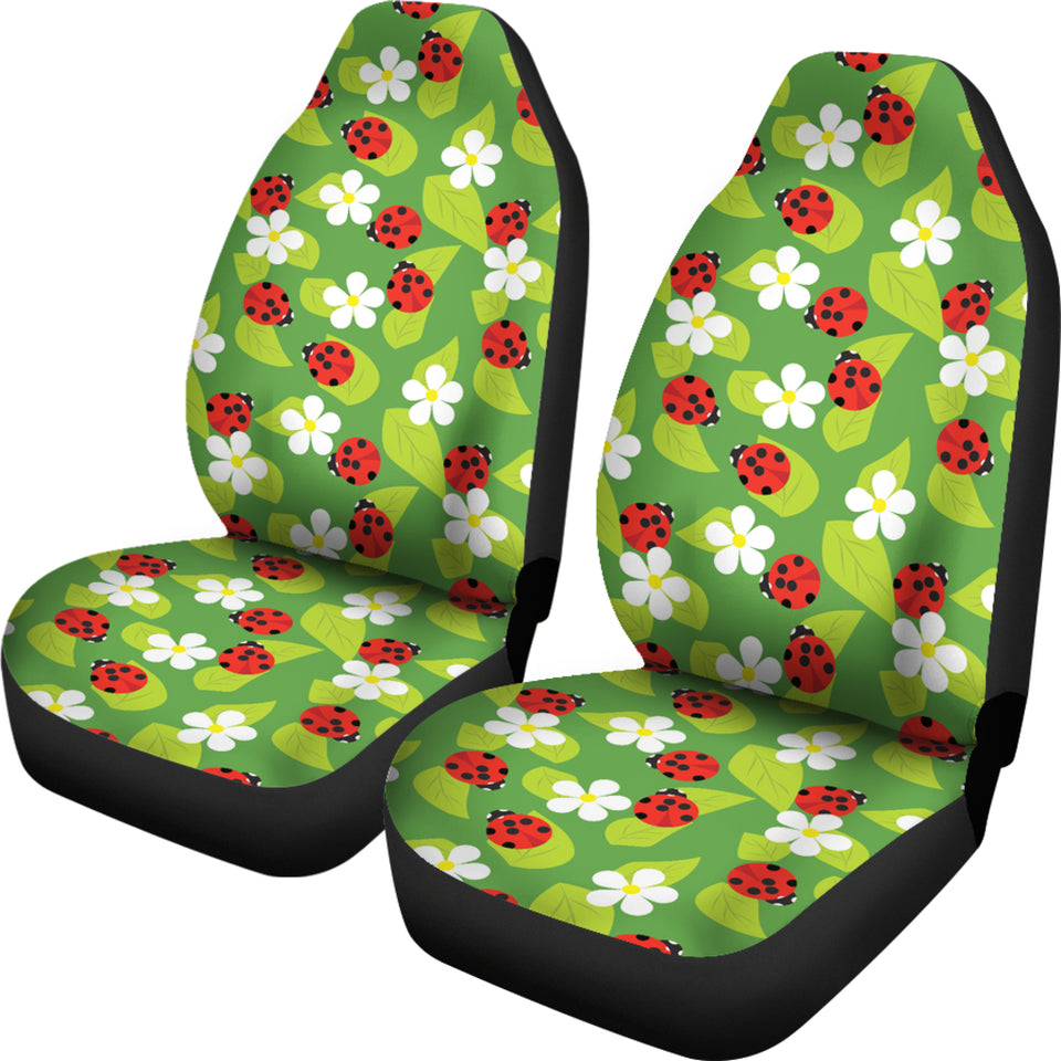 Ladybug Pattern Print Design 01 Universal Fit Car Seat Covers