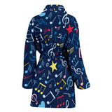 Music Notes Pattern Print Design 03 Women's Bathrobe