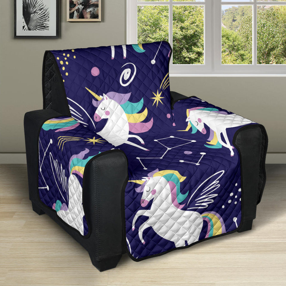 Hand drawn cute unicorn star planet Recliner Cover Protector