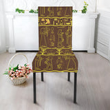 Egypt Hieroglyphics Pattern Print Design 03 Dining Chair Slipcover