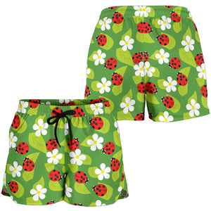 Ladybug Pattern Print Design 01 Women Shorts