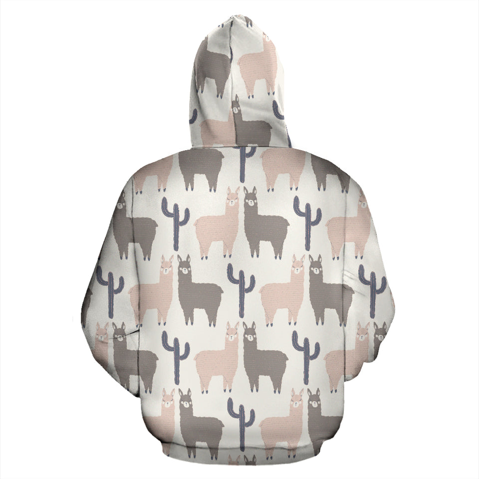 Llama Alpaca Pattern Zip Up Hoodie