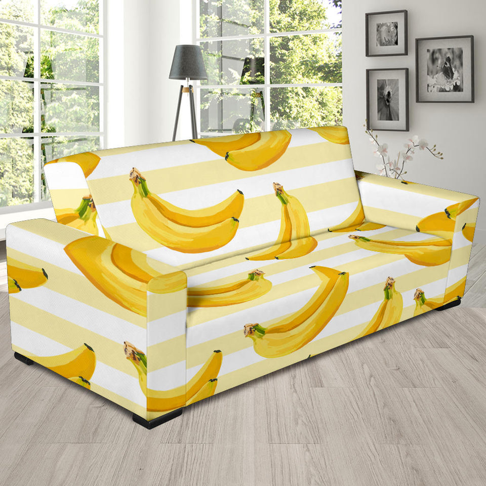 Banana Pattern Blackground Sofa Slipcover
