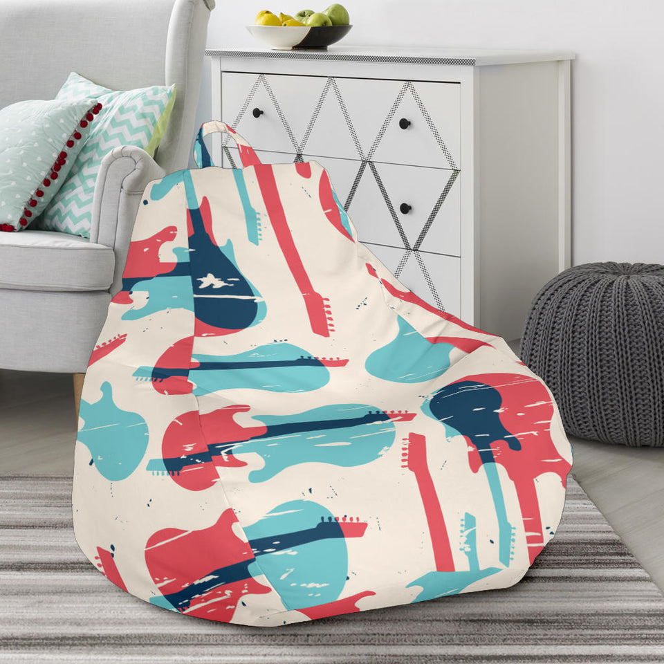 Red Blue Guitar Pattern Bean Bag Cover