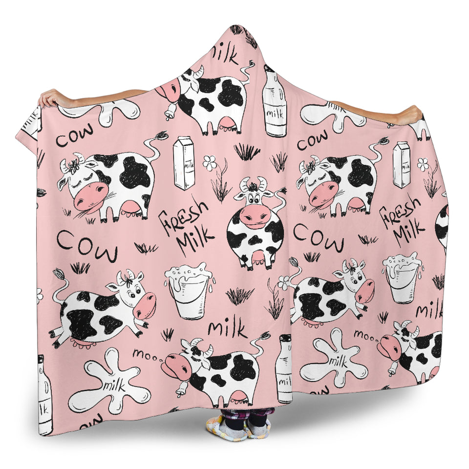 Cows Milk Product Pink Background Hooded Blanket