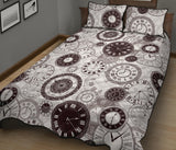 Classic vintage clock pattern Quilt Bed Set