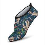 Raccoon Tropical Leaves Pattern Aqua Shoes