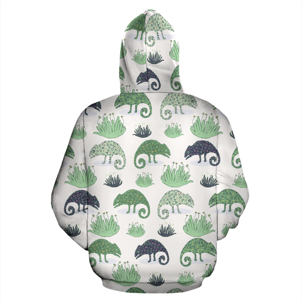 Chameleon Lizard Succulent Plant Pattern Zip Up Hoodie