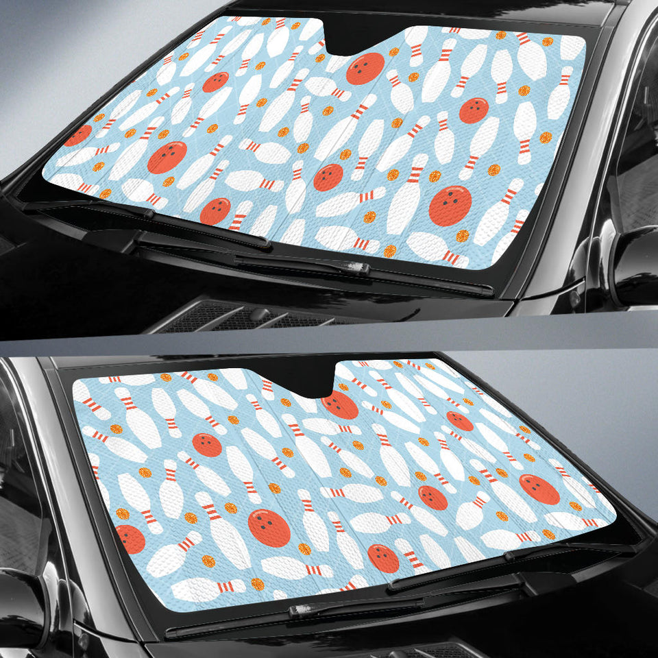 Bowling Ball Bowling Pins Blue Blackground Car Sun Shade