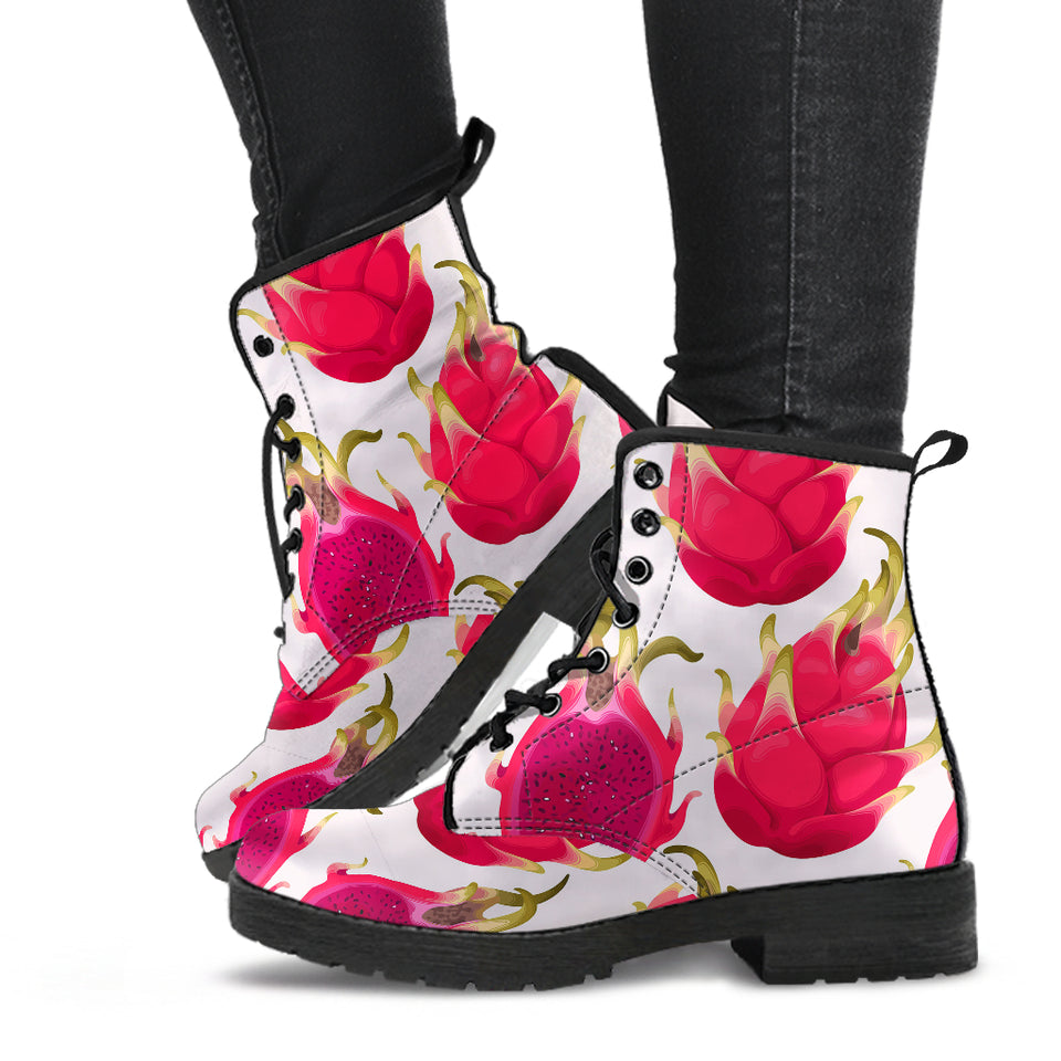 Dragon Fruits Design Pattern Leather Boots