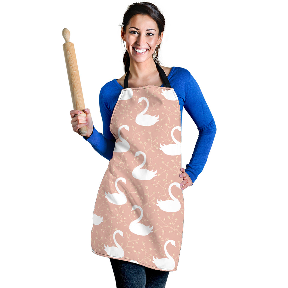 Swan Flower Light Pink Background Adjustable Apron