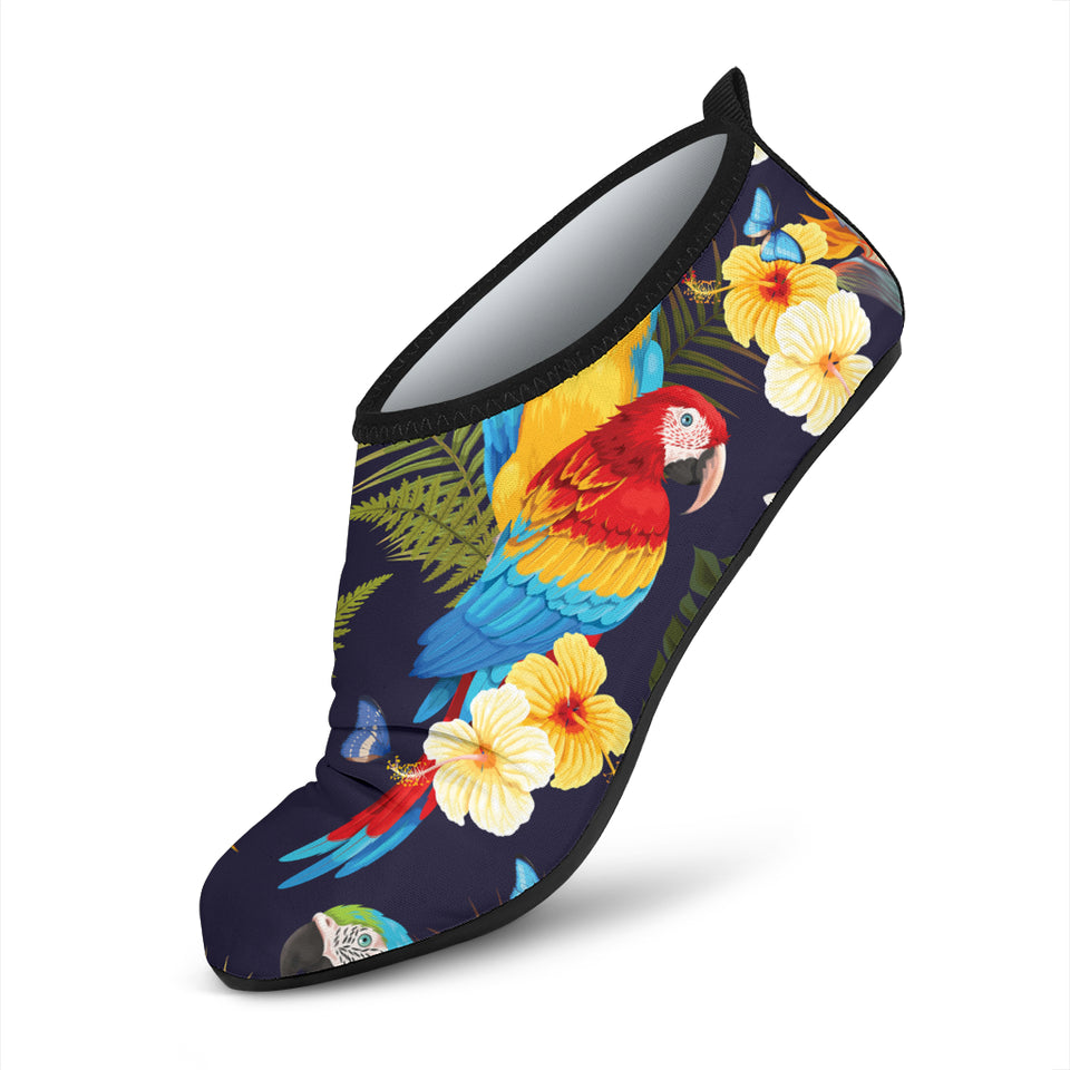 Colorful Parrot Flower Pattern Aqua Shoes