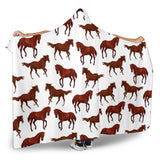 Horses Running Pattern Background Hooded Blanket