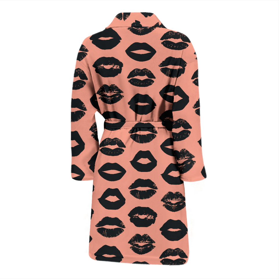 Lips Pattern Print Design 02 Men's Bathrobe