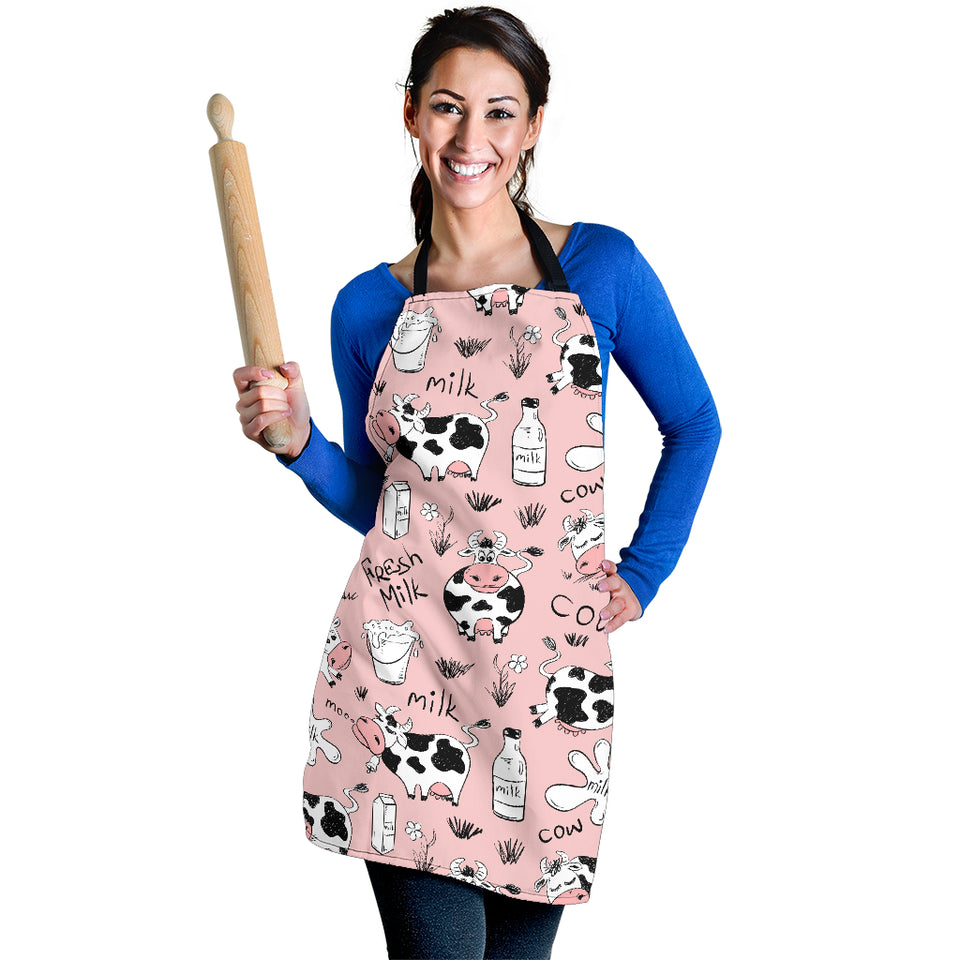 Cows Milk Product Pink Background Adjustable Apron