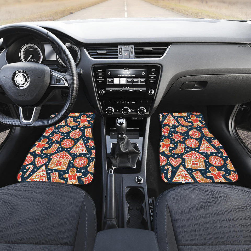 Christmas Gingerbread Cookie Pattern Front And Back Car Mats