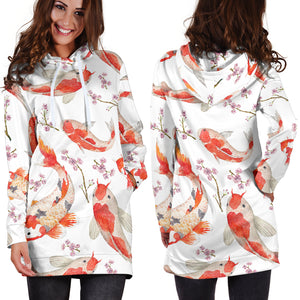 Watercolor Koi Fish Carp Fish Pattern Women'S Hoodie Dress