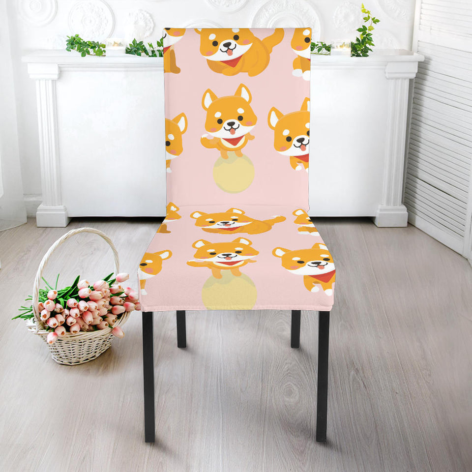 Cute Shiba Inu Dog Pattern  Dining Chair Slipcover