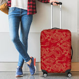 Gold Dragons Red Background Cabin Suitcases Luggages