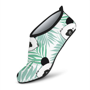 Panda Pattern Tropical Leaves Background Aqua Shoes