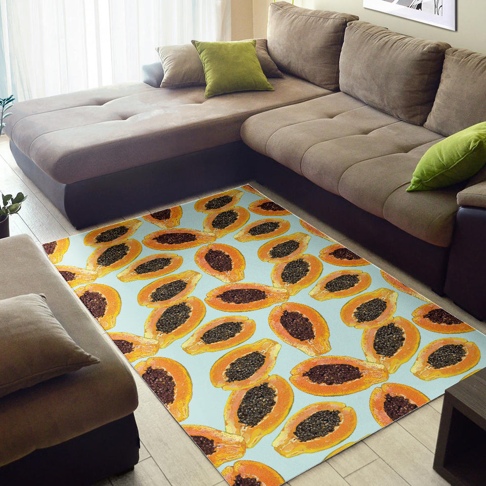 Watercolor Papaya Pattern Area Rug