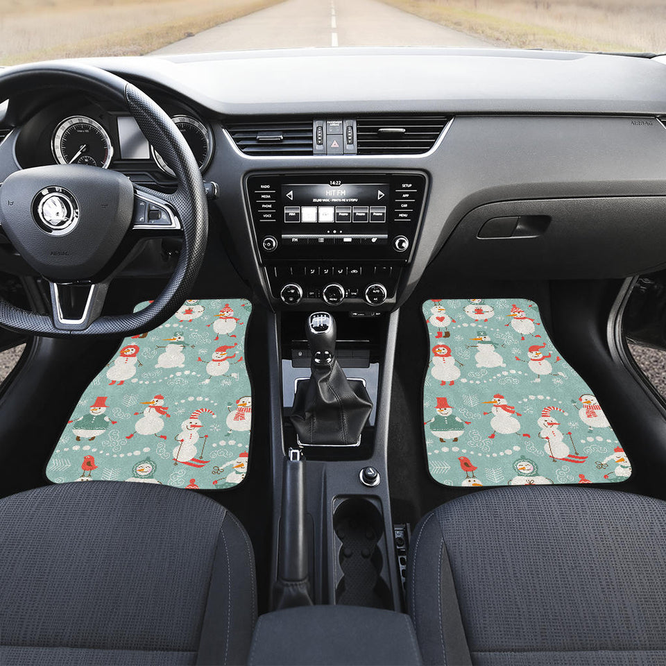Cute Snowman Pattern Front And Back Car Mats