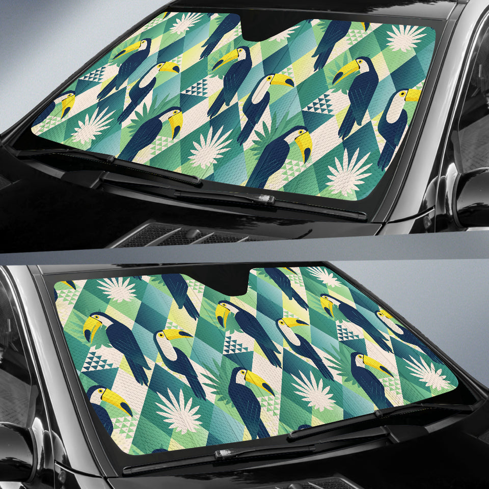 Toucan Tropical Leaves Design Pattern  Car Sun Shade