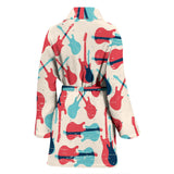 Red Blue Guitar Pattern Women'S Bathrobe