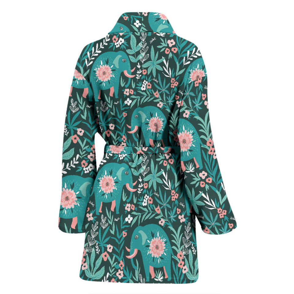 Elephants Jungle Pattern Women'S Bathrobe