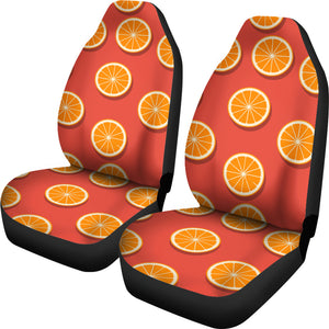 Oranges Pattern Red Background Universal Fit Car Seat Covers