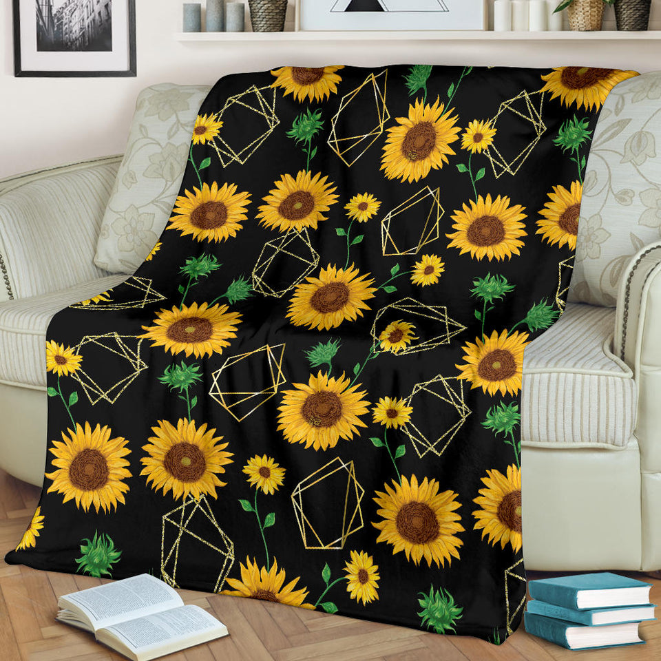 Sunflower Golden Polygonal Shapes Premium Blanket