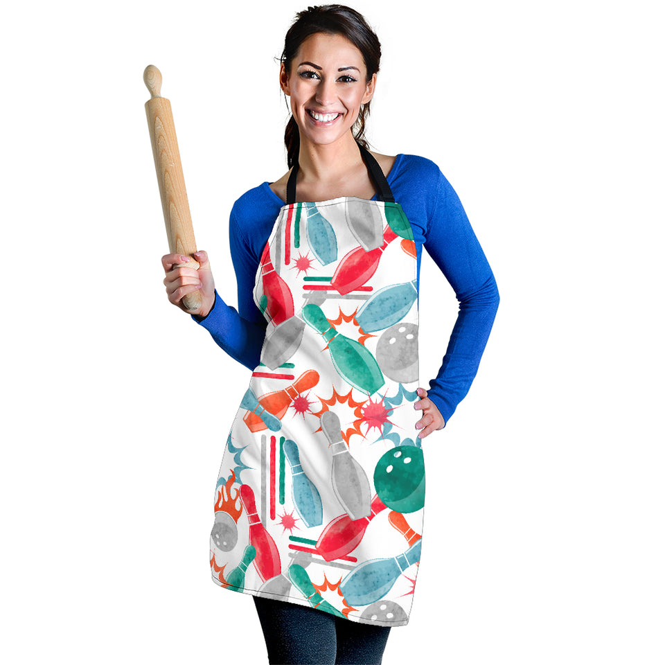 Watercolor Bowling Pattern Adjustable Apron