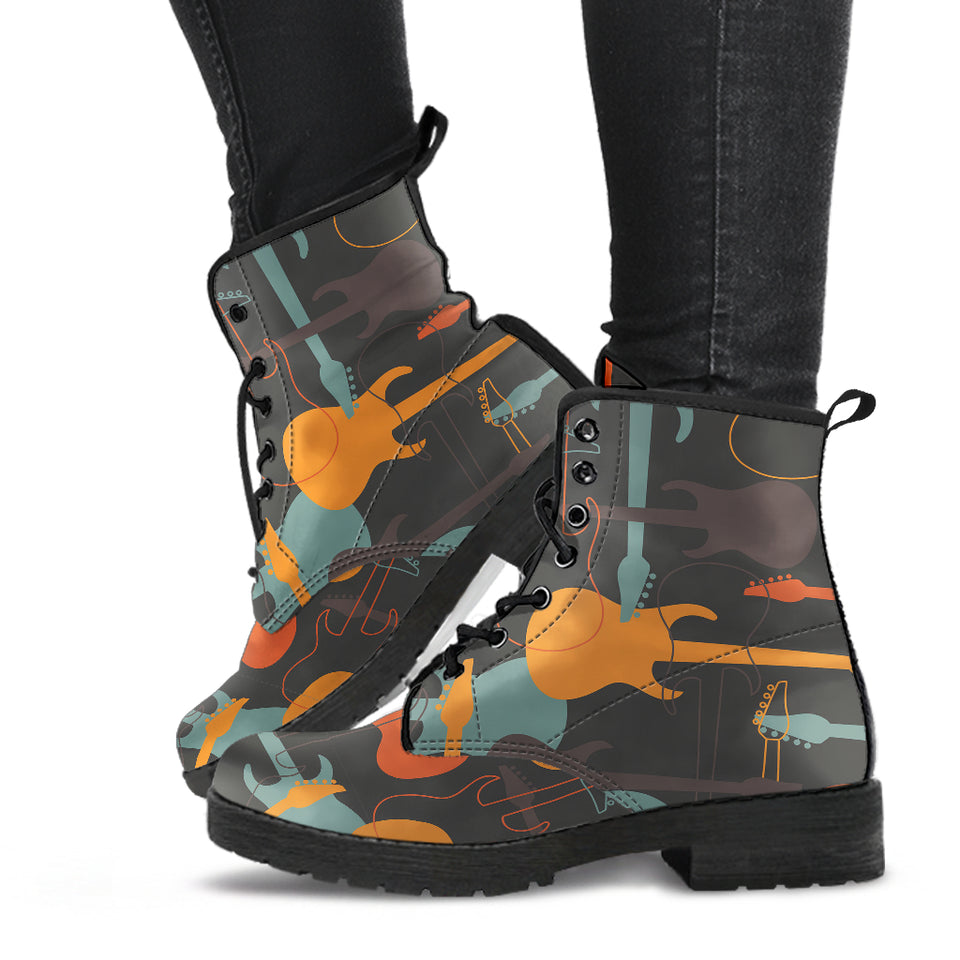Electric Guitars Pattern Leather Boots