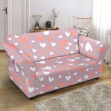 Coral White Heart Pattern Loveseat Couch Slipcover