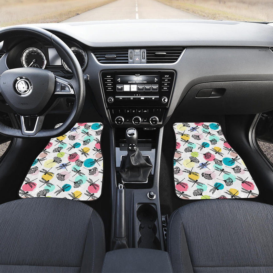 Dragonflies Ginkgo Leaves Pattern Front Car Mats